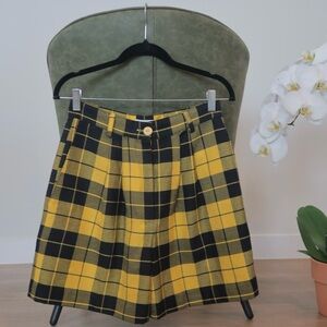 Chic High Waist Plaid Shorts - Yellow and Black